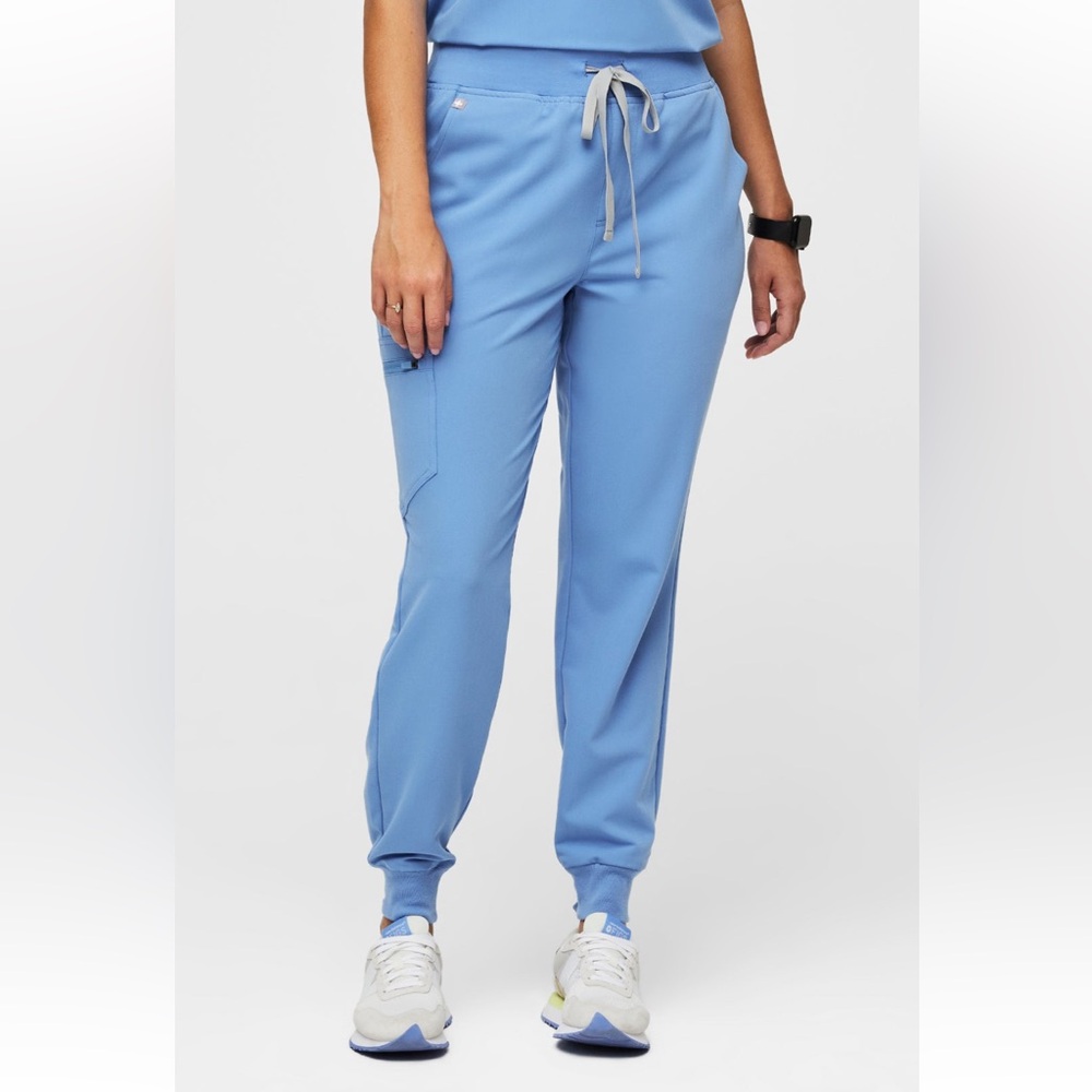 NWT Figs Zamora high waisted ceil blue joggers size Small Tall
